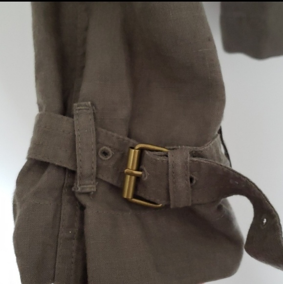 Talbots Pure Linen Army Green Belted Safari Jacket - Picture 3 of 4